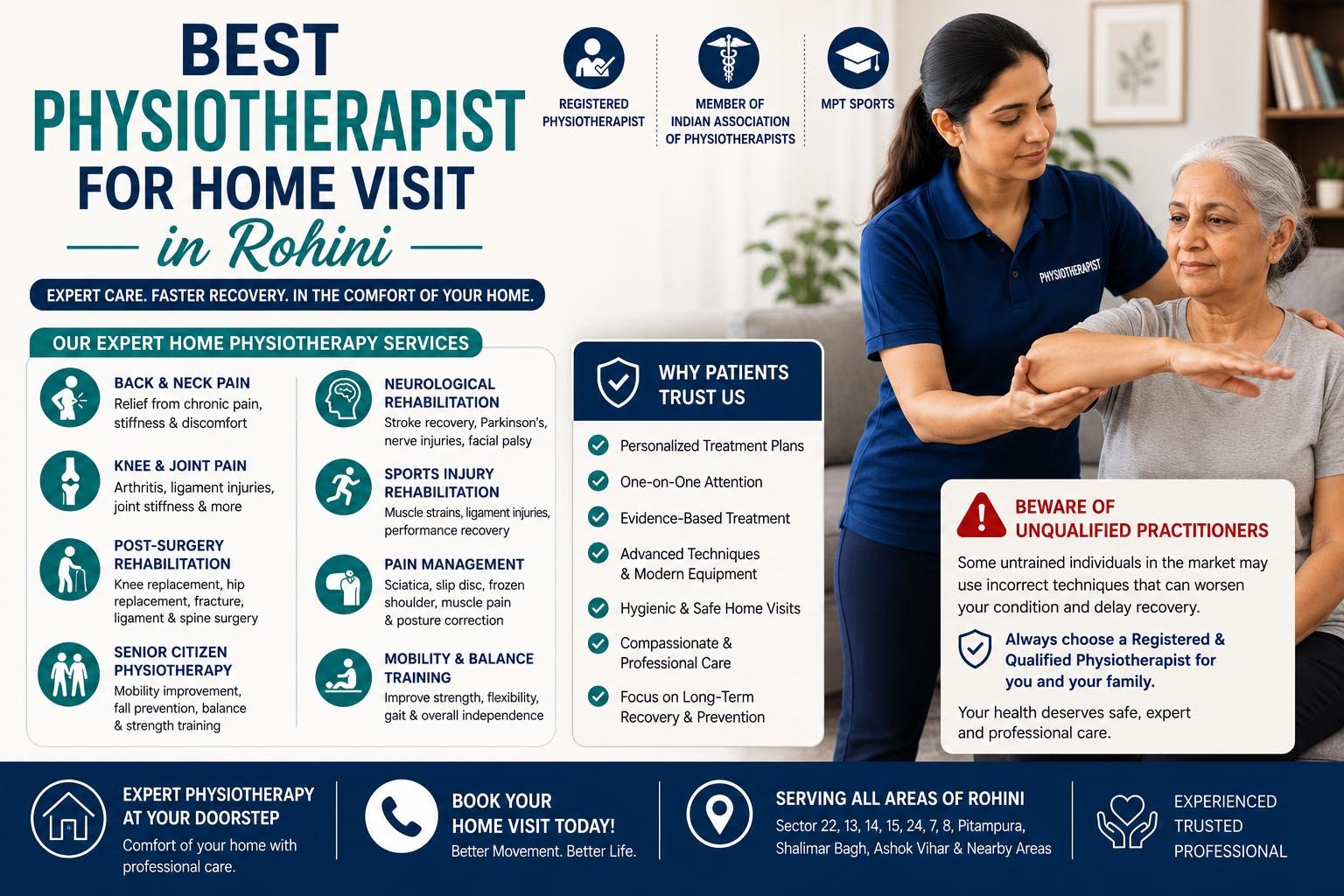 Best Physiotherapist for Home Visit in Rohini near me
